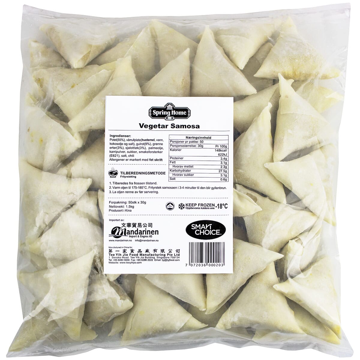 DF Samosa, Jumbo SC, (50x30gr.) x 4 - MANDARINEN