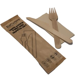 Bestikksett i tre, 16cm Wooden Bio Cutlery, 400 sett