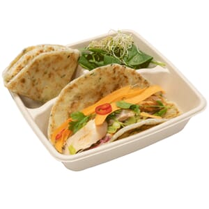 Bagasse, 3 rom, (1000ml), 300 stk * Lokk nr. 1208