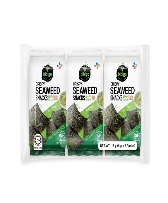 Crispy Seaweed Snacks Wasabi, Bibigo, (5gx3) x 12 MANDARINEN